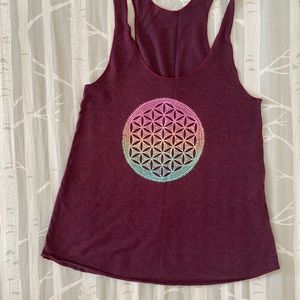 Maroon Racerback Tank with Mandala